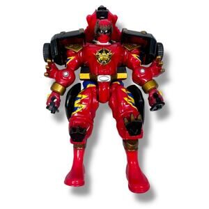 2003 Bandai Power Rangers Dino Thunder Red Ranger Triceratops Action Figure 7.5"